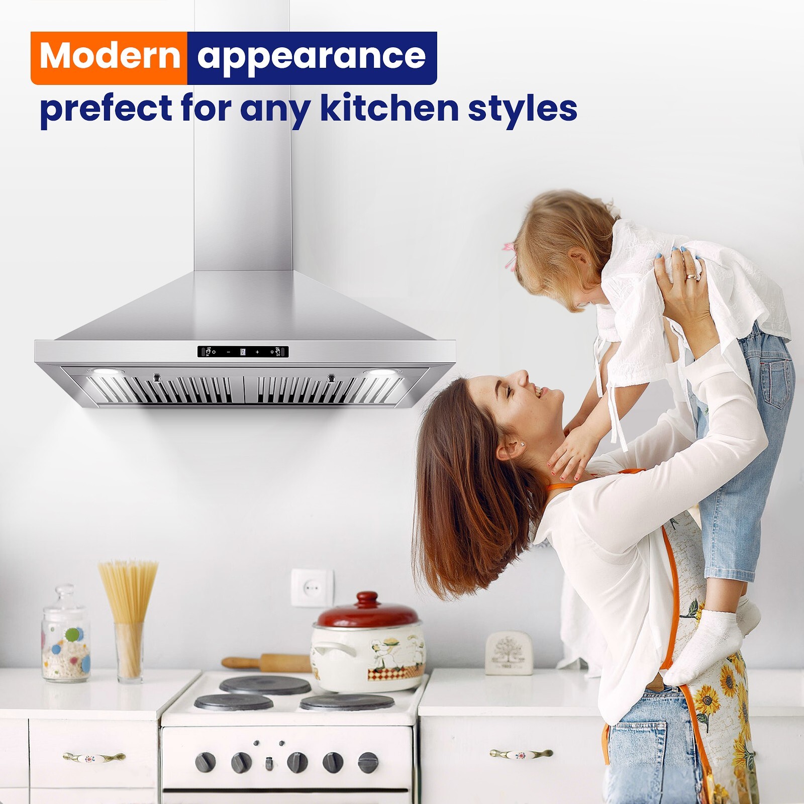 30 in Wall Mount Range Hood 700 CFM Kitchen Hood Stainless Steel Stove Vent Hood