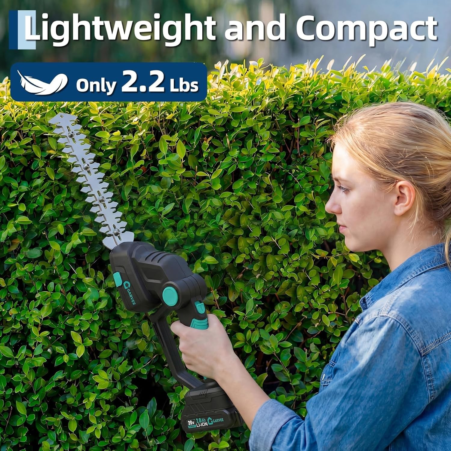 2-in-1 Cordless Hedge Trimmer 20V Battery Handheld Shrub Trimmer & Grass Shear