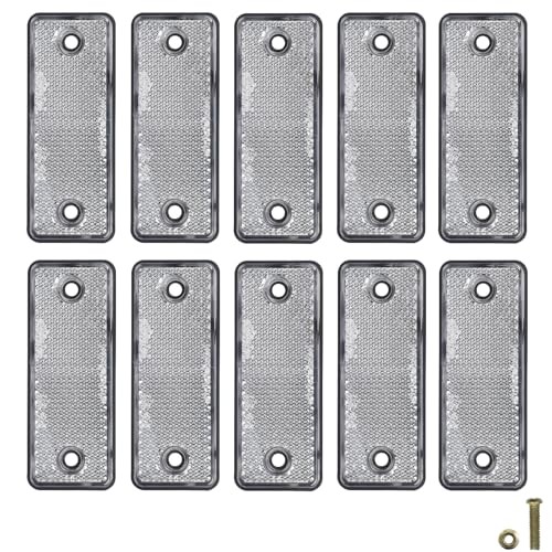 White Screw-On Rectangular Reflectors for Mailbox – 10 Pack