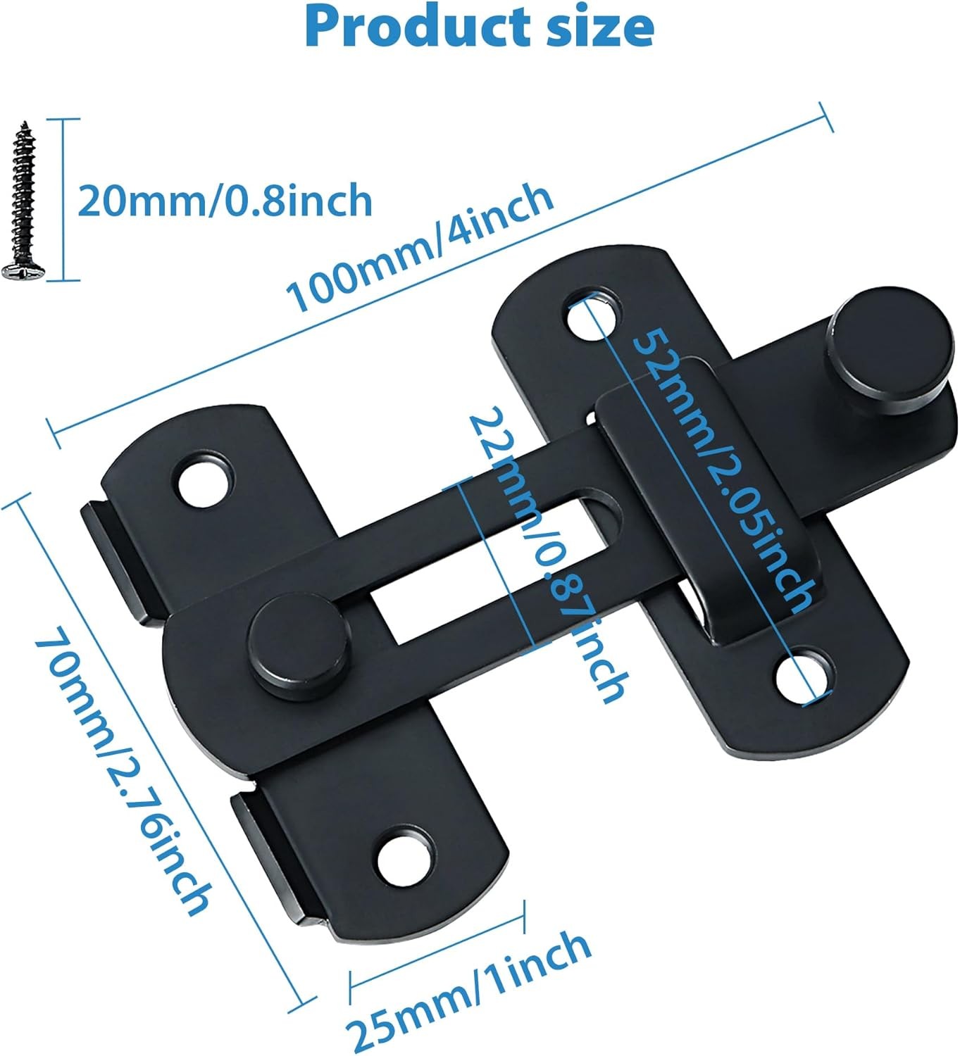 2PCS Heavy Duty Barn Door Lock 180°Flip Sliding Latch Lock Stainless Steel Matte