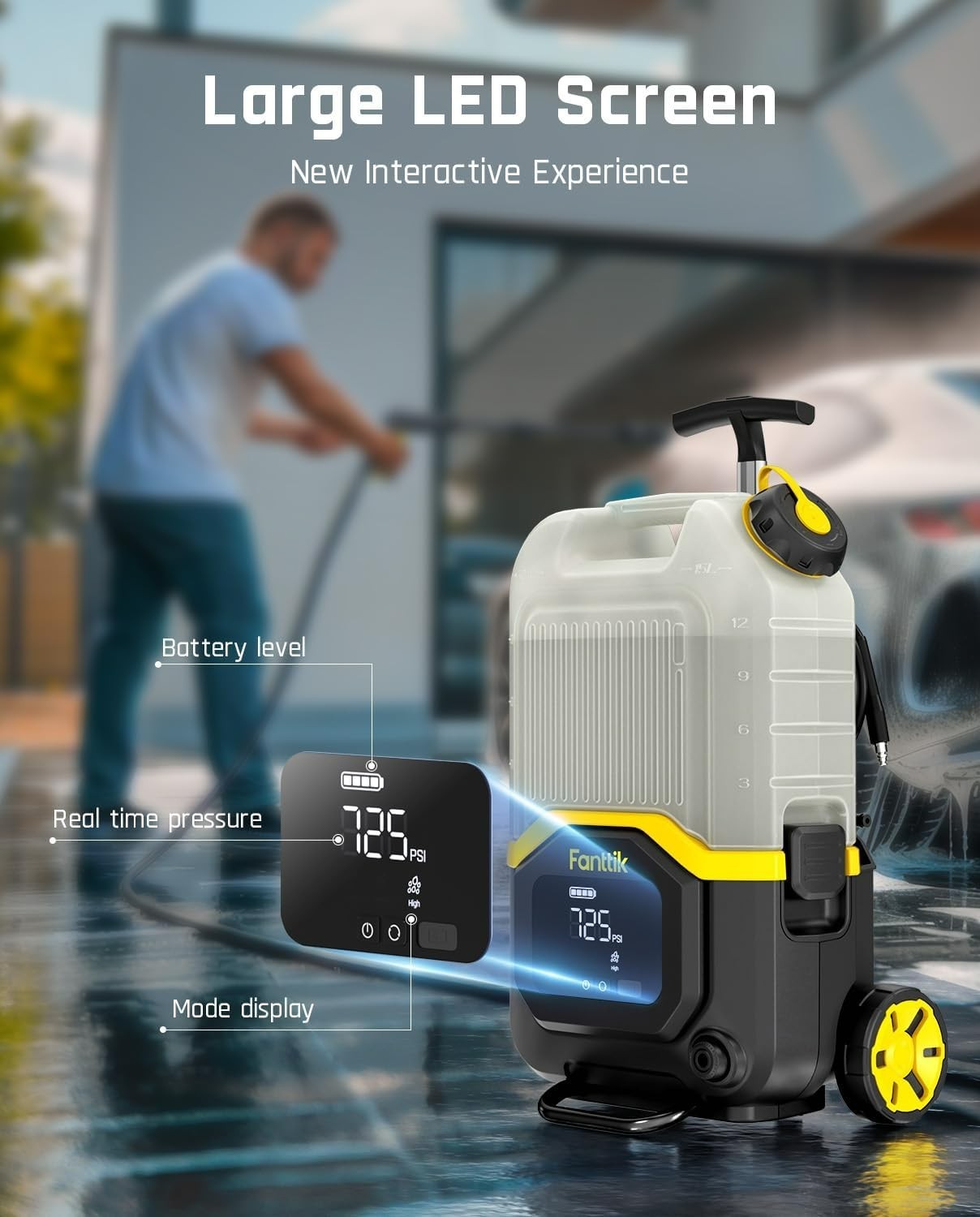 NB8 Ultra Cordless Pressure Washer 725PSI, 5-in-1 Nozzle, 20FT Hose