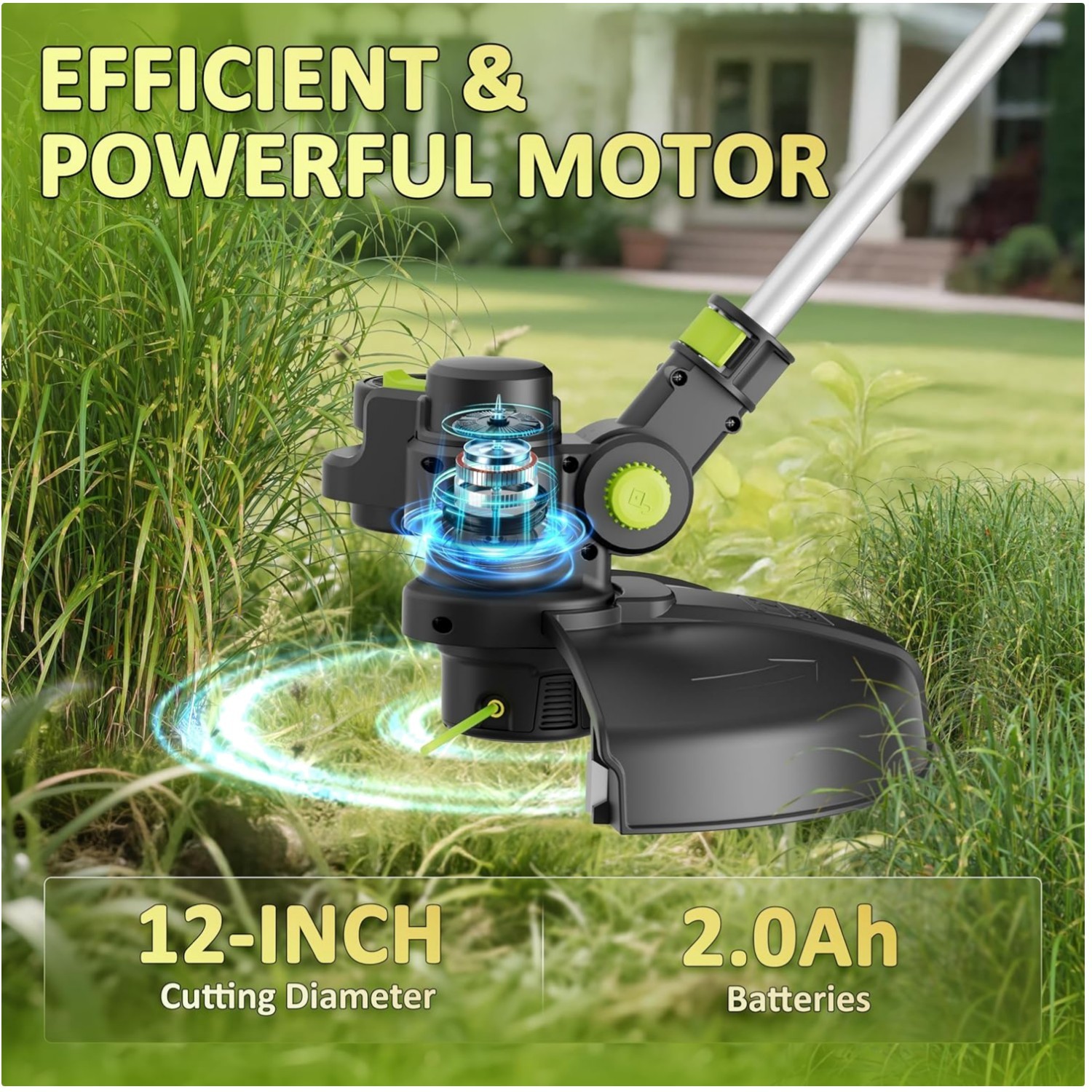 Powerful 8000 RPM Grass Cutter with 2.0Ah Battery