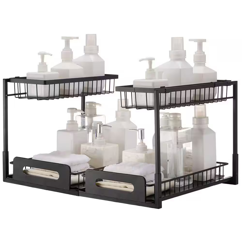 2-Piece 2-Tier Wire Pull-Out Cabinet Organizer – 10.7 In. X 14.2 In. under Sink