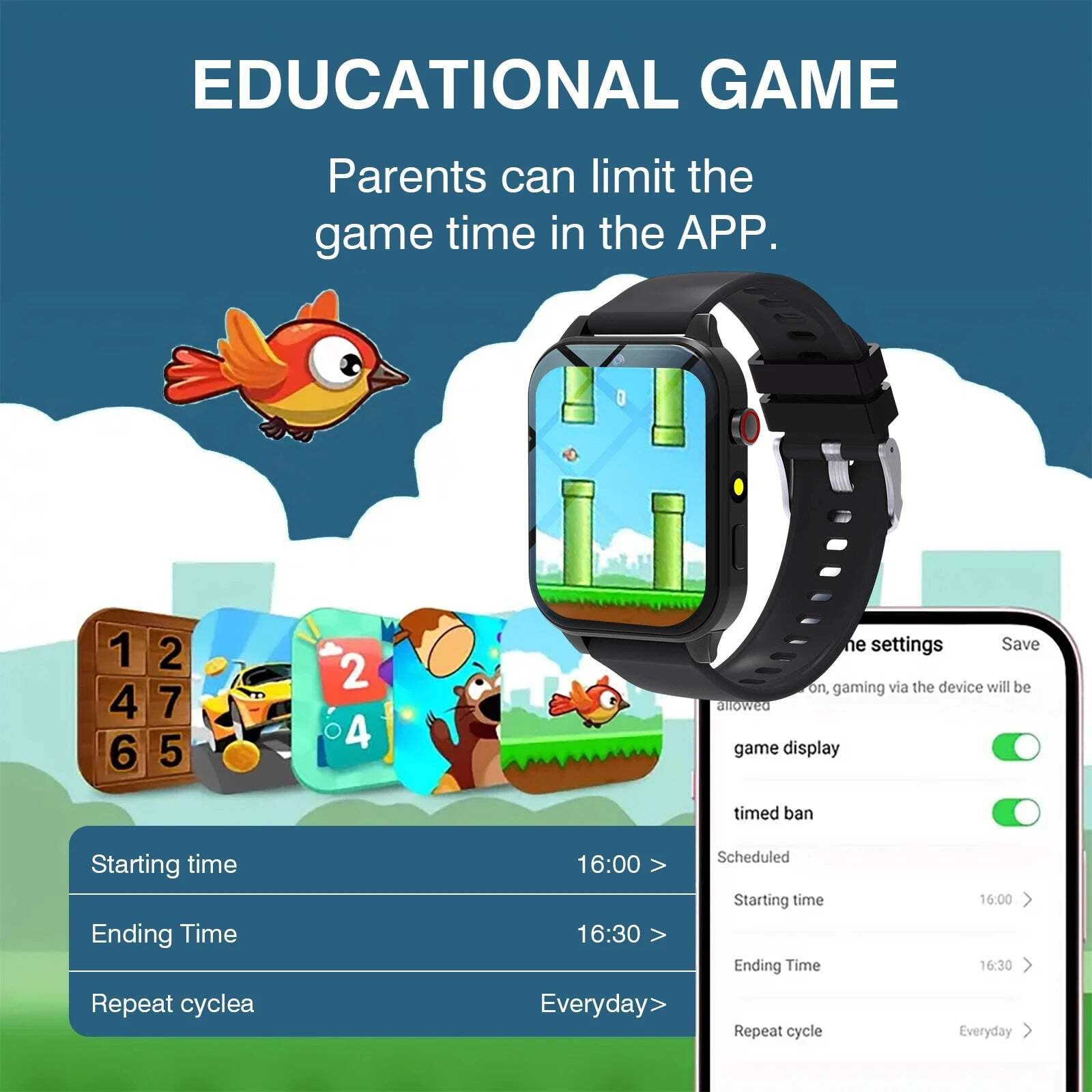 1.83-Inch Kids’ Smart Watch with Camera, Growth-Recording Photo Album, 18 Built-