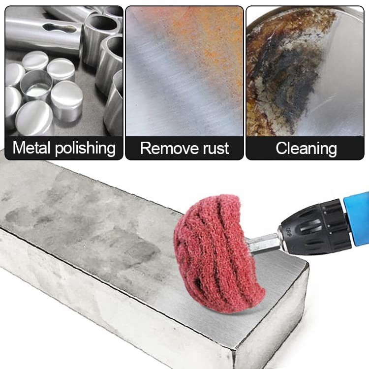 5 PCS 2″Non Woven Abrasive Buffing Wheels,1/4″Shank Drill for Polishing&Cleaning