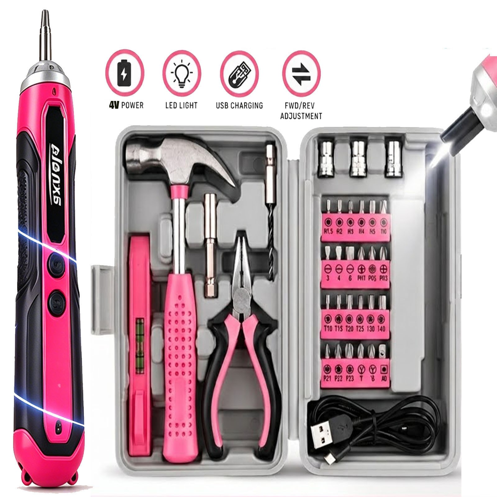 New 4V Cordless Electric Screwdriver 1300mAh USB Rechargeable Free Shipping