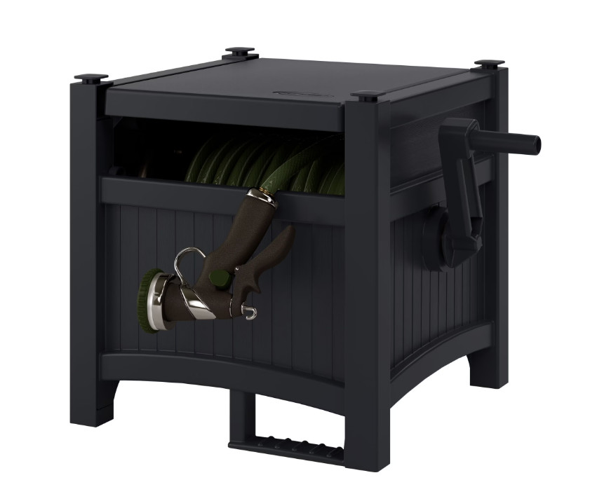 100FT Hose Hideaway Durable Resin Hose Reel Storage, Lightweight, Easy Set up
