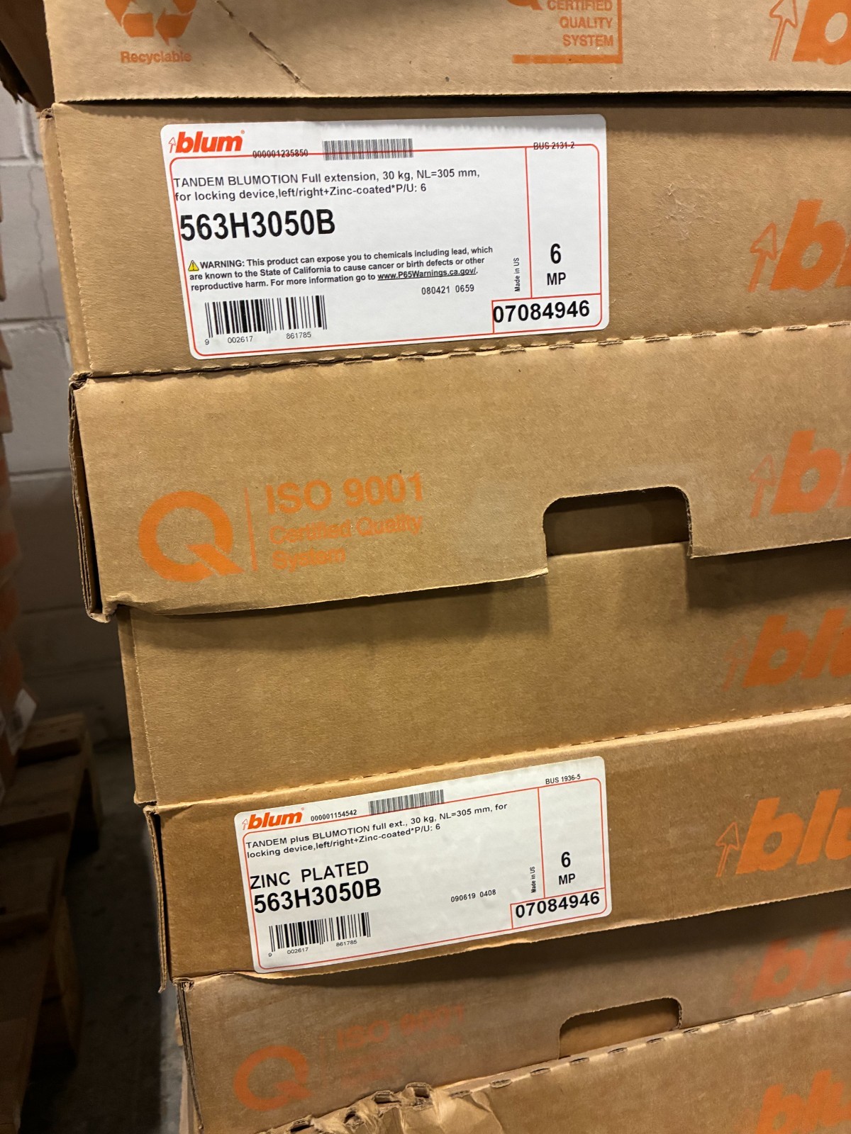 Blum 563H3050B TANDEM BLUMOTION 12″ Undermount Drawer Slides – Zinc – 6 Pairs