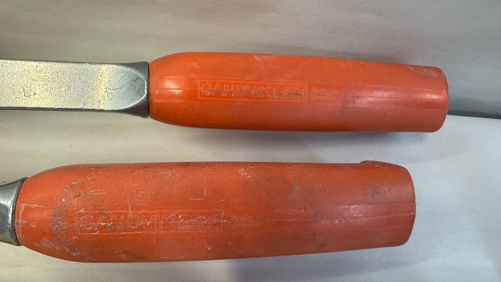 Vintage Sandvik Scraper Tool Lot Made in Sweden Orange Handle Paint Scrapers