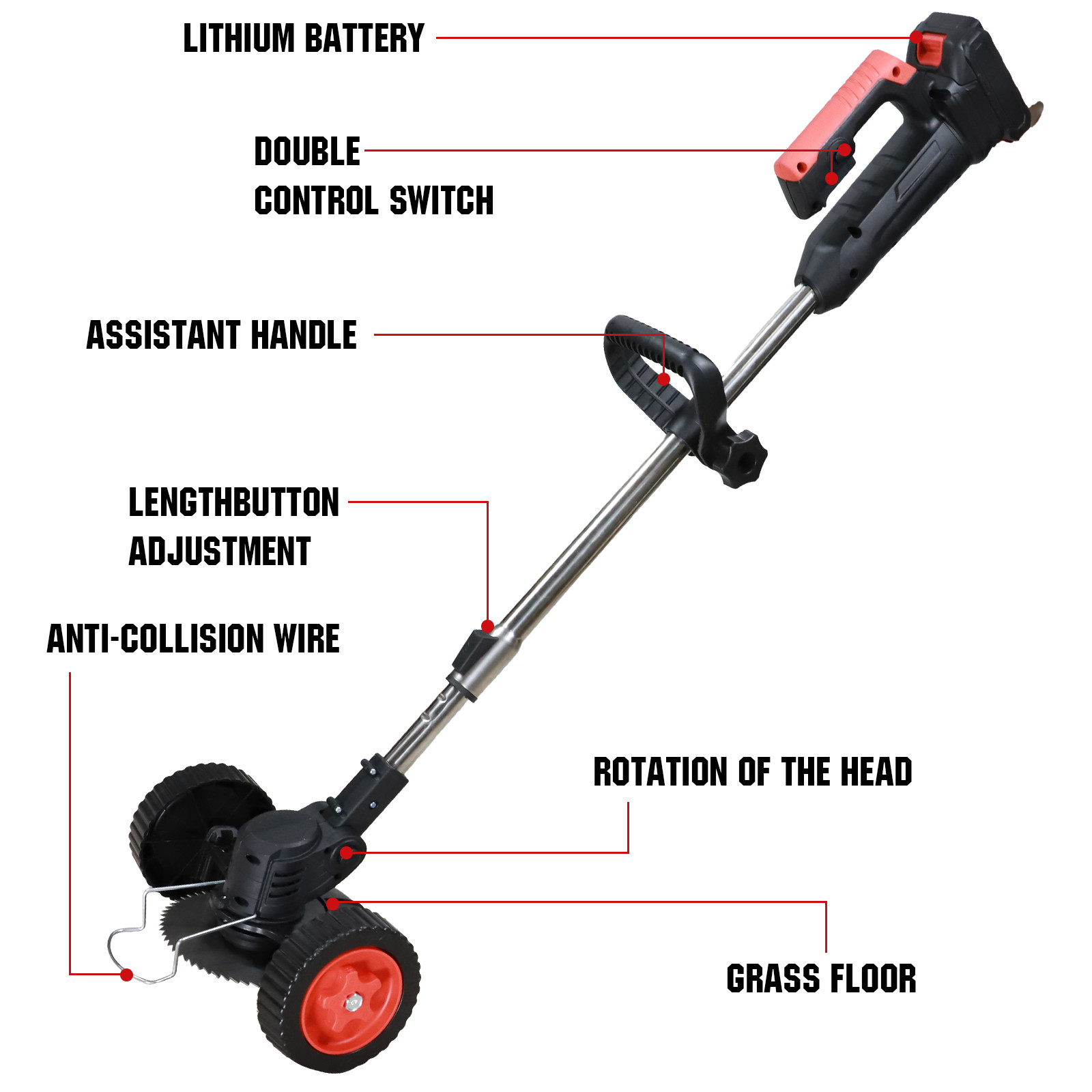 2500W Cordless Weed Eater Electric Brush Cutter Grass String Trimmer Lawn Edger