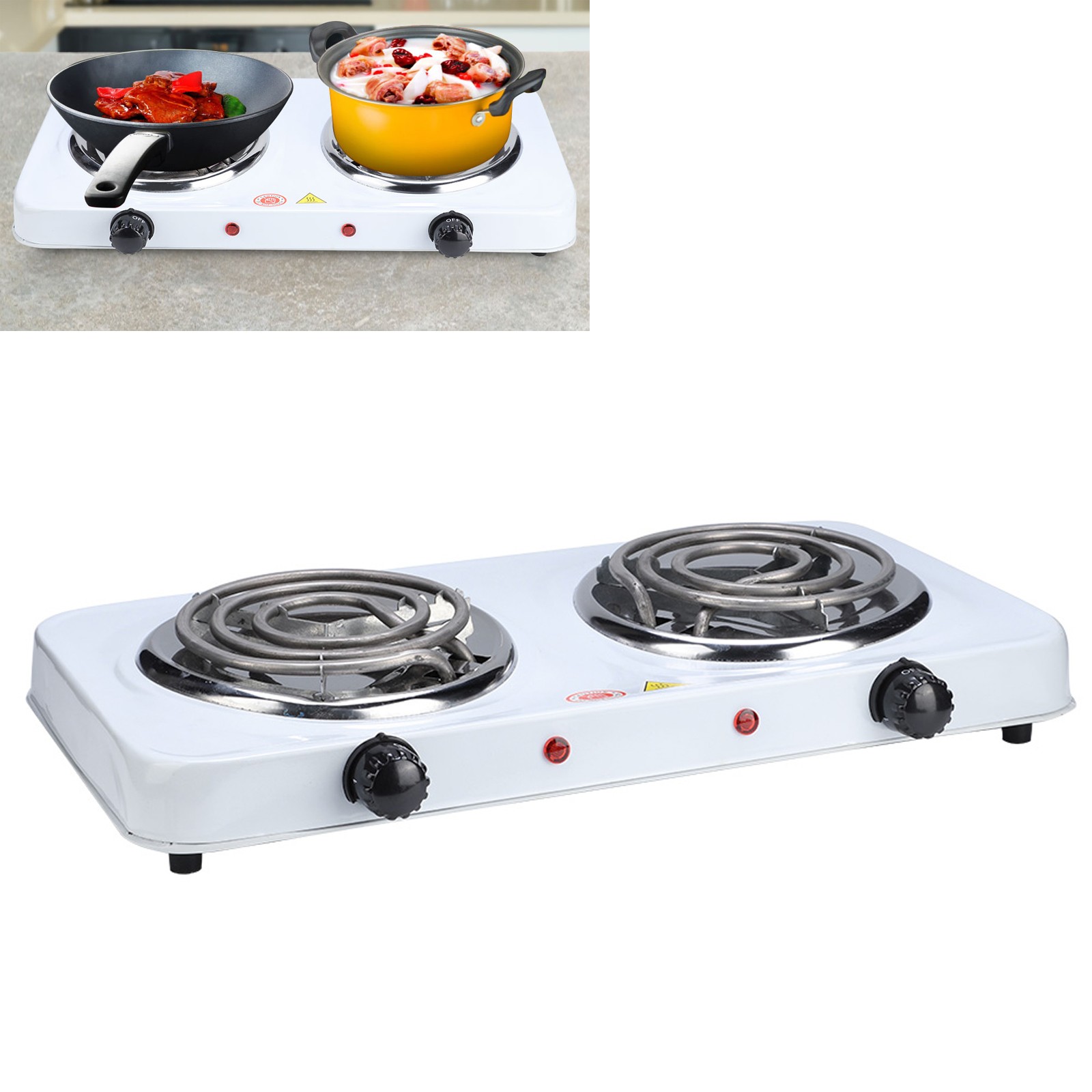 2000W Portable Electric Stove Stainless Steel Single Double Burner Cooktop