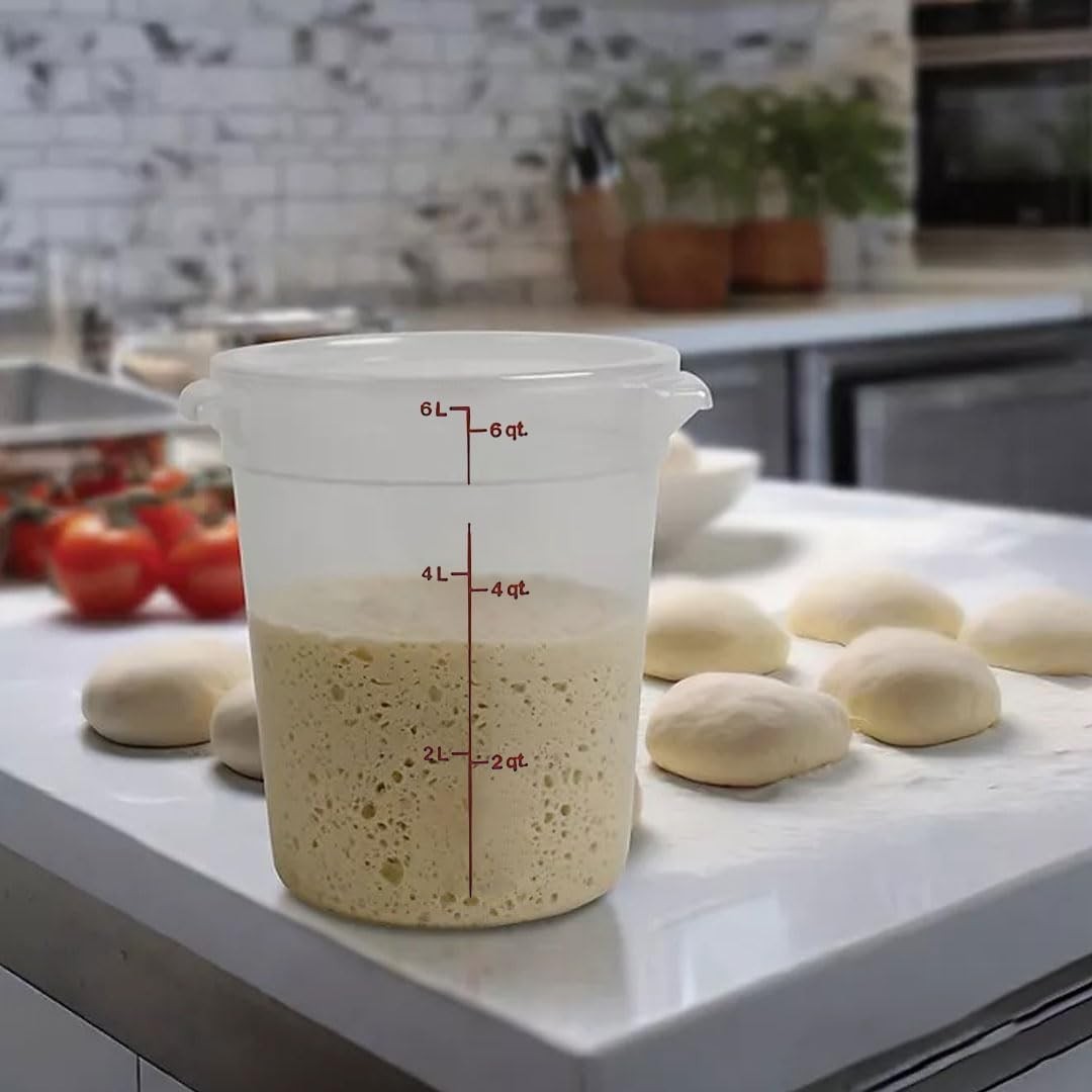 Cambro 6-Quart Round Food Storage Container with Lid – BPA-Free | 2PACK /Scraper