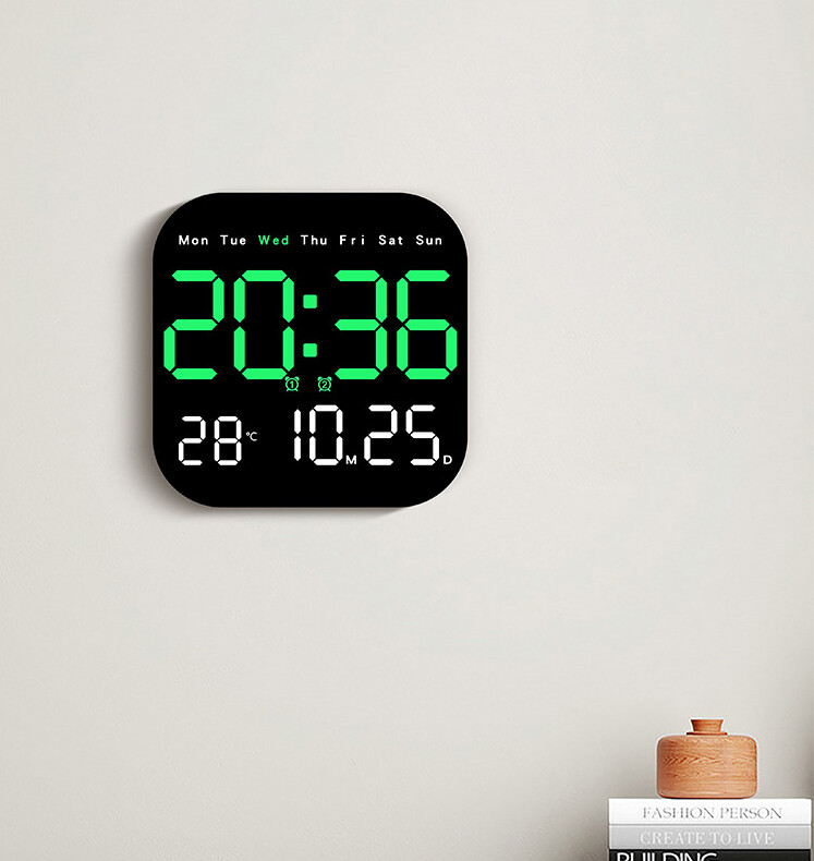 LED Large Digital Wall Clock Temperature Date Week + US Charger / Remote Control