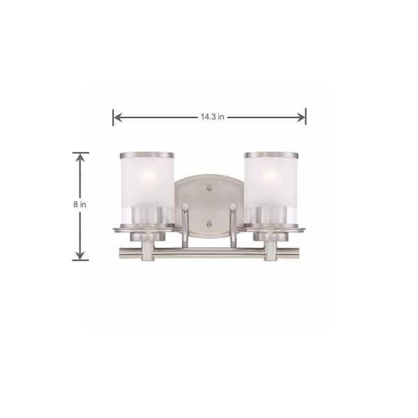Hampton Bay Truitt 14.2 in. 2-Light Brushed Nickel Modern Vanity Light