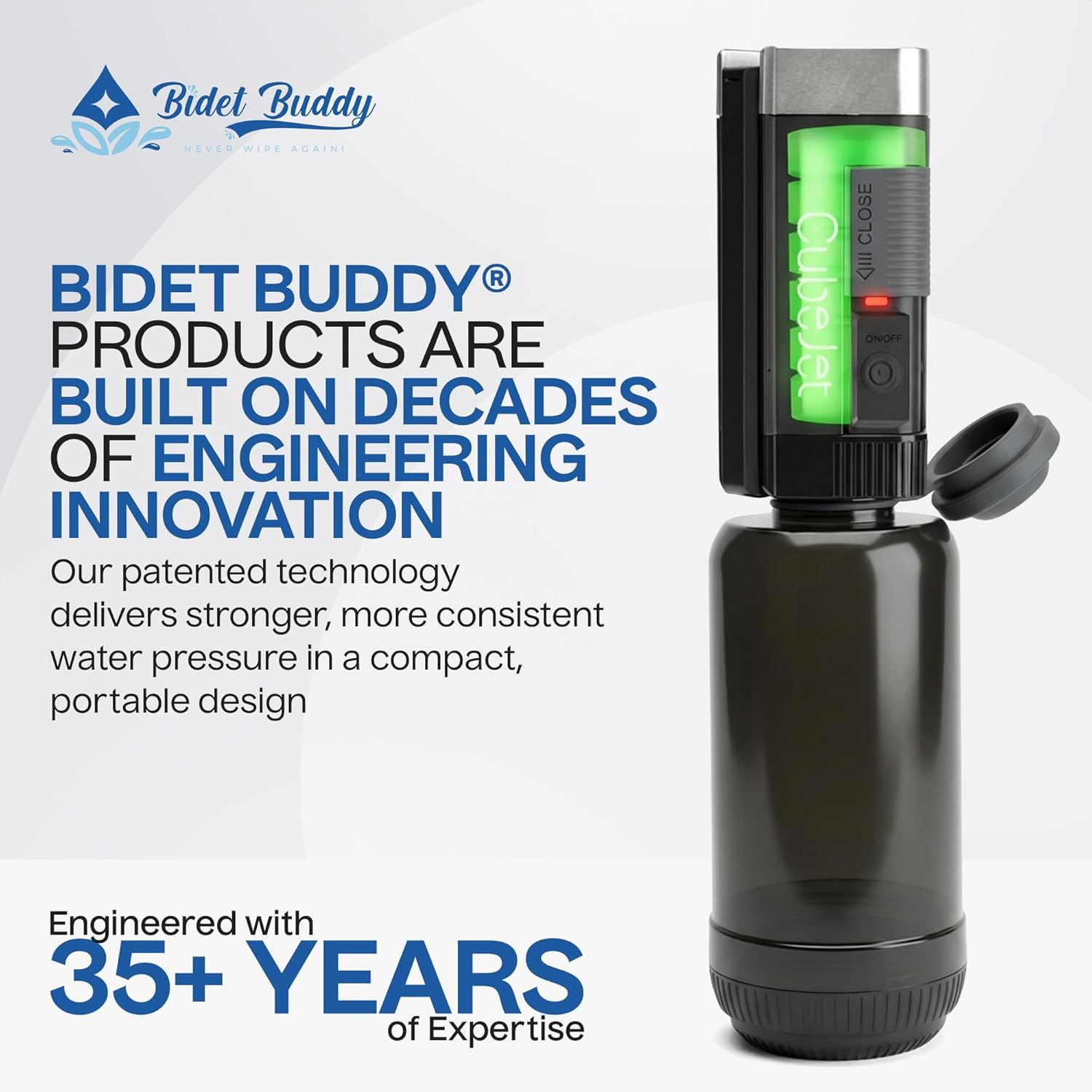 ® Cubejet Portable Bidet for Travel – 380Ml Bottle, 1100Mah Rechargeable Battery