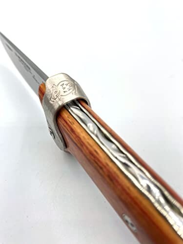 Lepine Atelier Double Plated Pocket Knife, Safety lock & Rose Wood Handle 3.5-in
