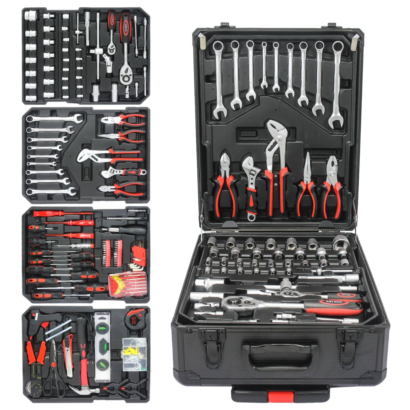 899pcs Home Repair Tool Set Kit, Toolbox Storage Case with 4 Drawers