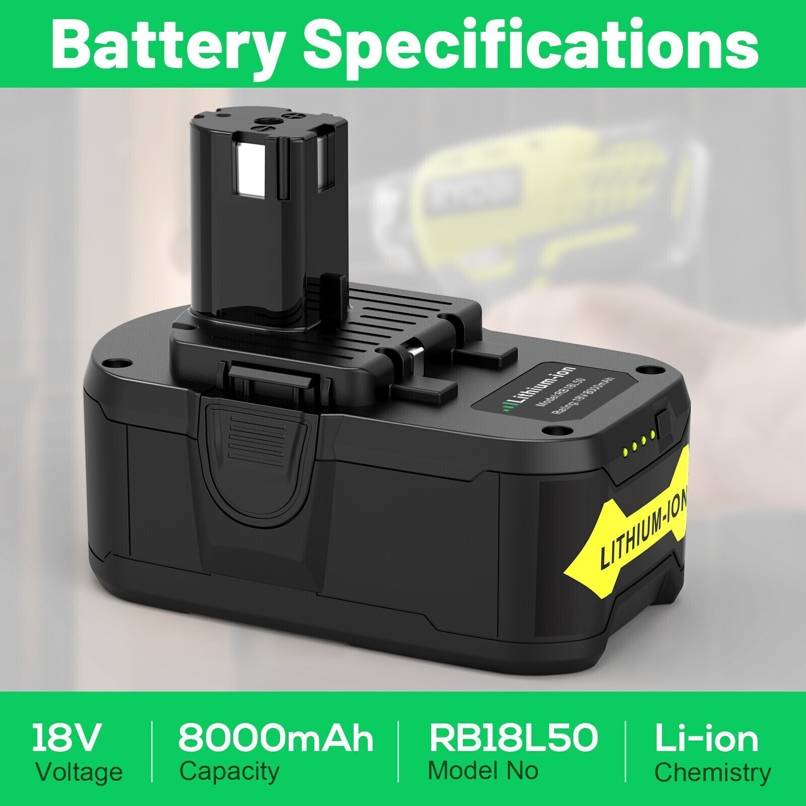 1X丨2X丨3X丨4X 8.0Ah For RYOBI 18V Battery One Plus High Capacity P108 P107 Li-Ion