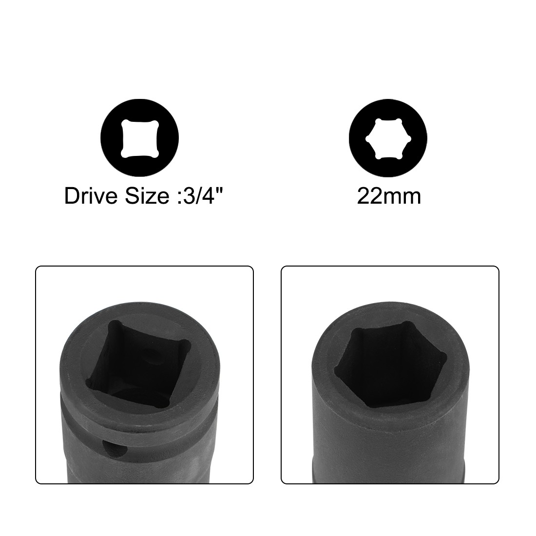 1PCS 3/4″ Drive by 22mm Deep Impact Socket Alloy Steel