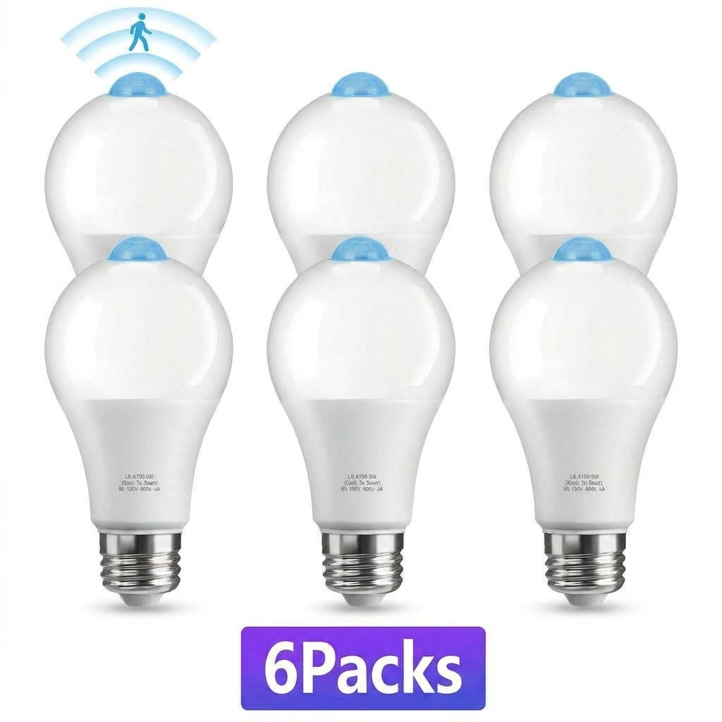 6-Pack Motion Sensor Light Bulb Dusk to Dawn LED 9W (60W Eq) E26 PIR Security