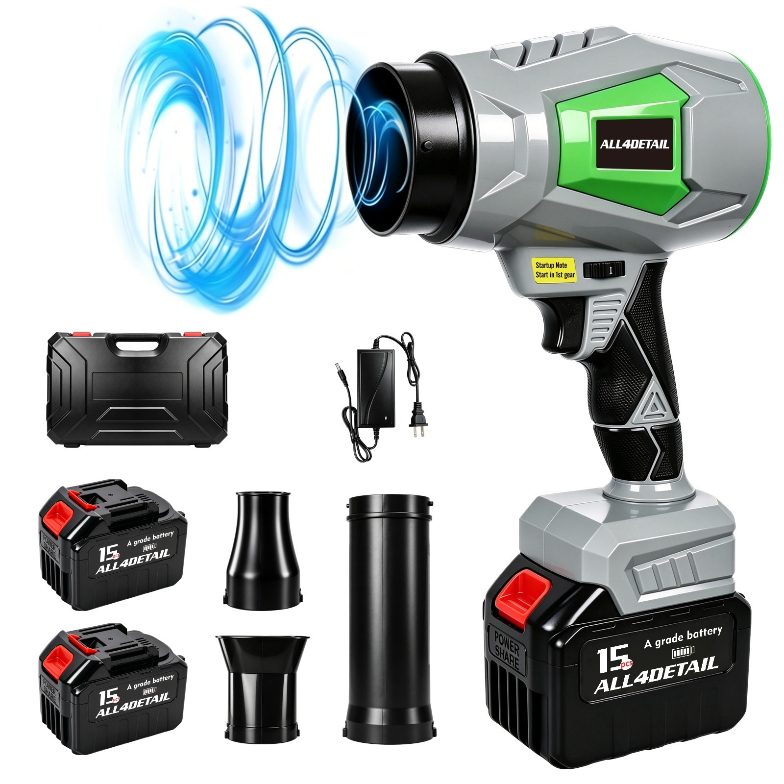 21V Cordless Leaf Blower 505CFM Handheld Leaf Blower with 2 x 4.5Ah Batteries