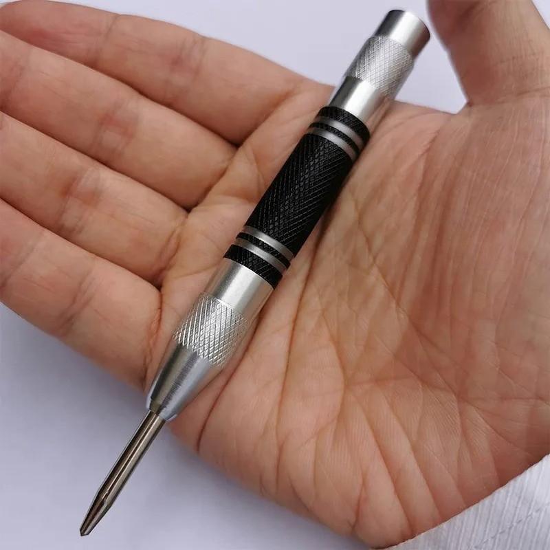 2 Super Strong Automatic Centre Punch Adjustable Spring Loaded Metal Drill TooL