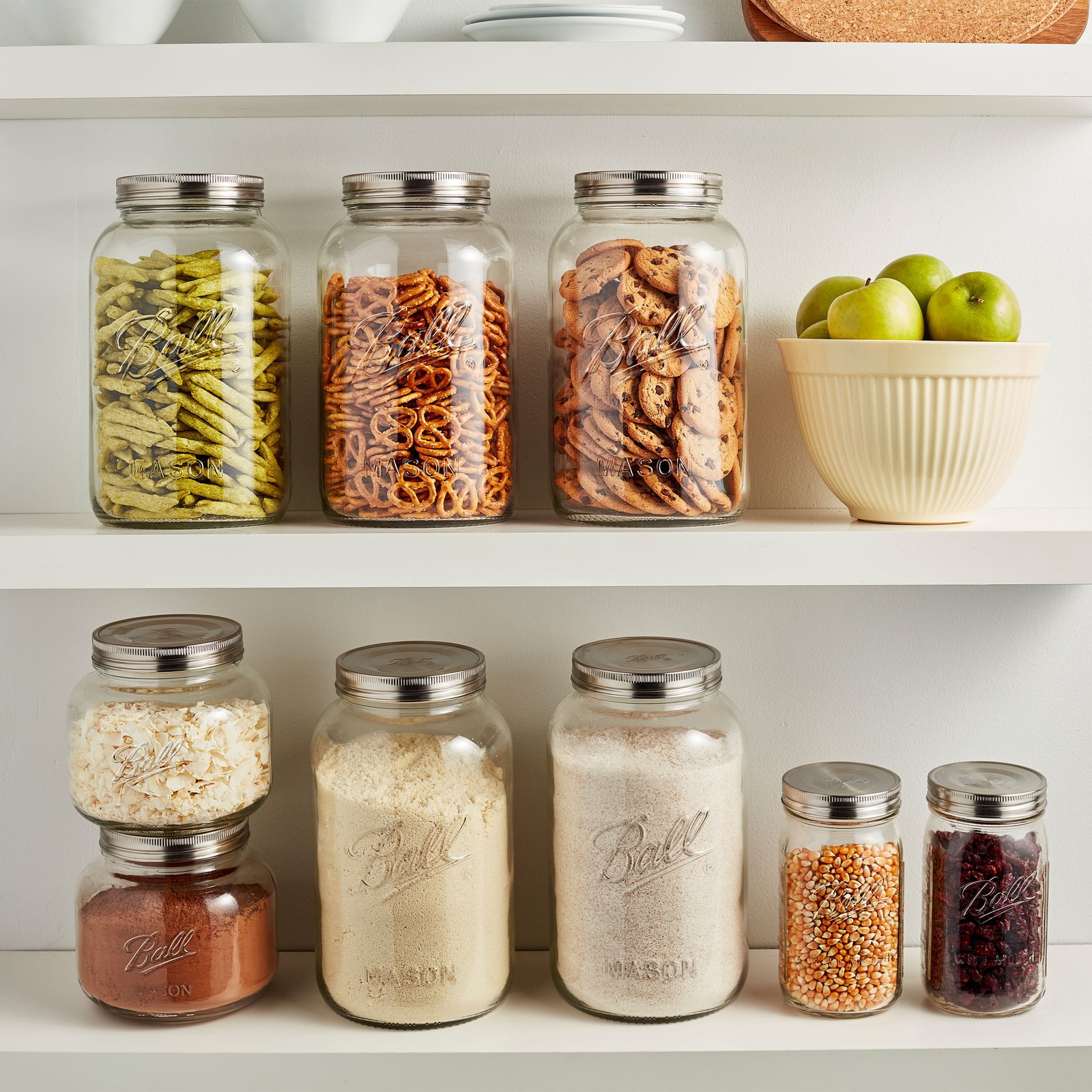 Ball Half Gallon Mason Jar with Stainless Steel Lid, Airtight Glass Storage