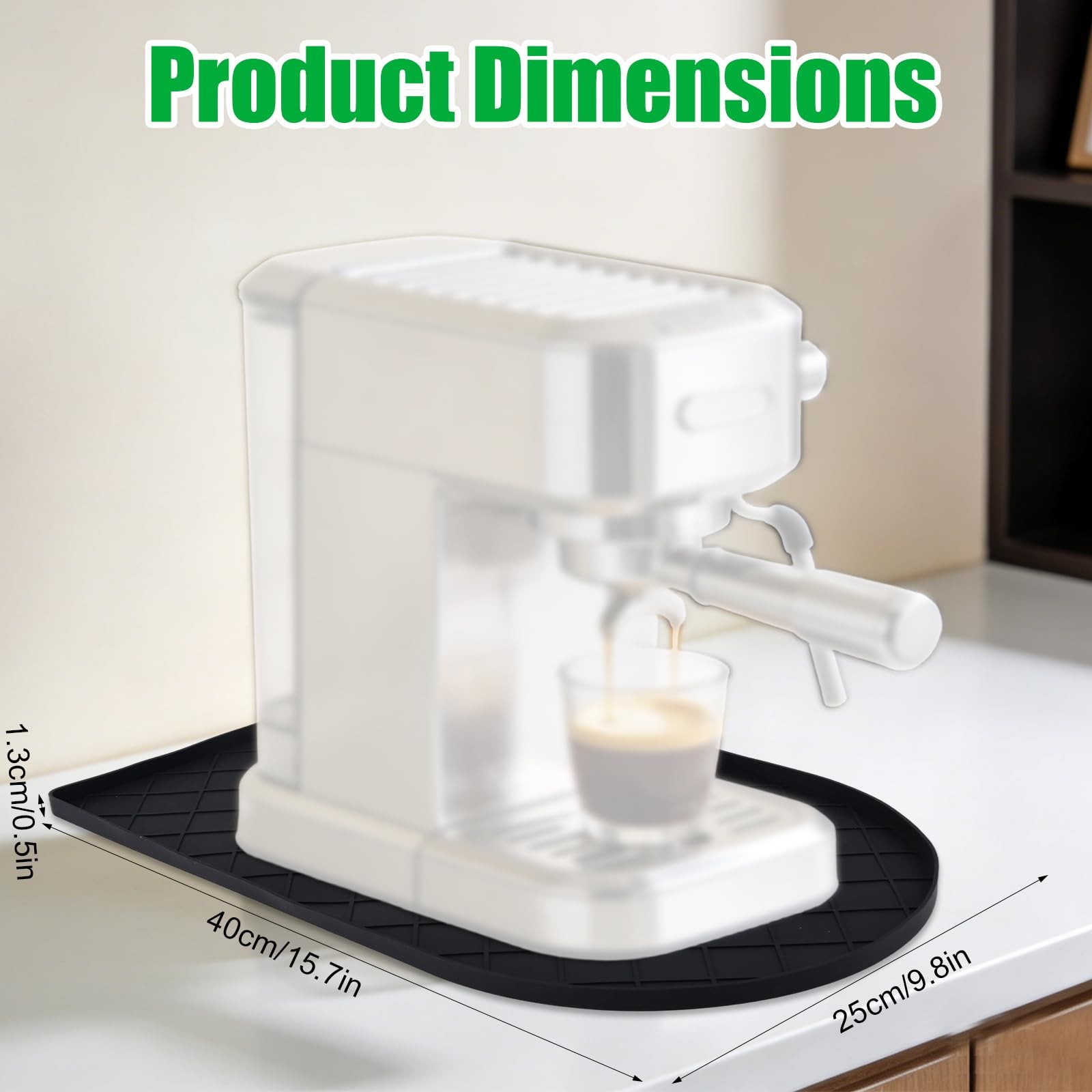 15.7×9.8in/40x25cm Silicone Coffee Mat for Countertop, Espresso Machine Dryin…