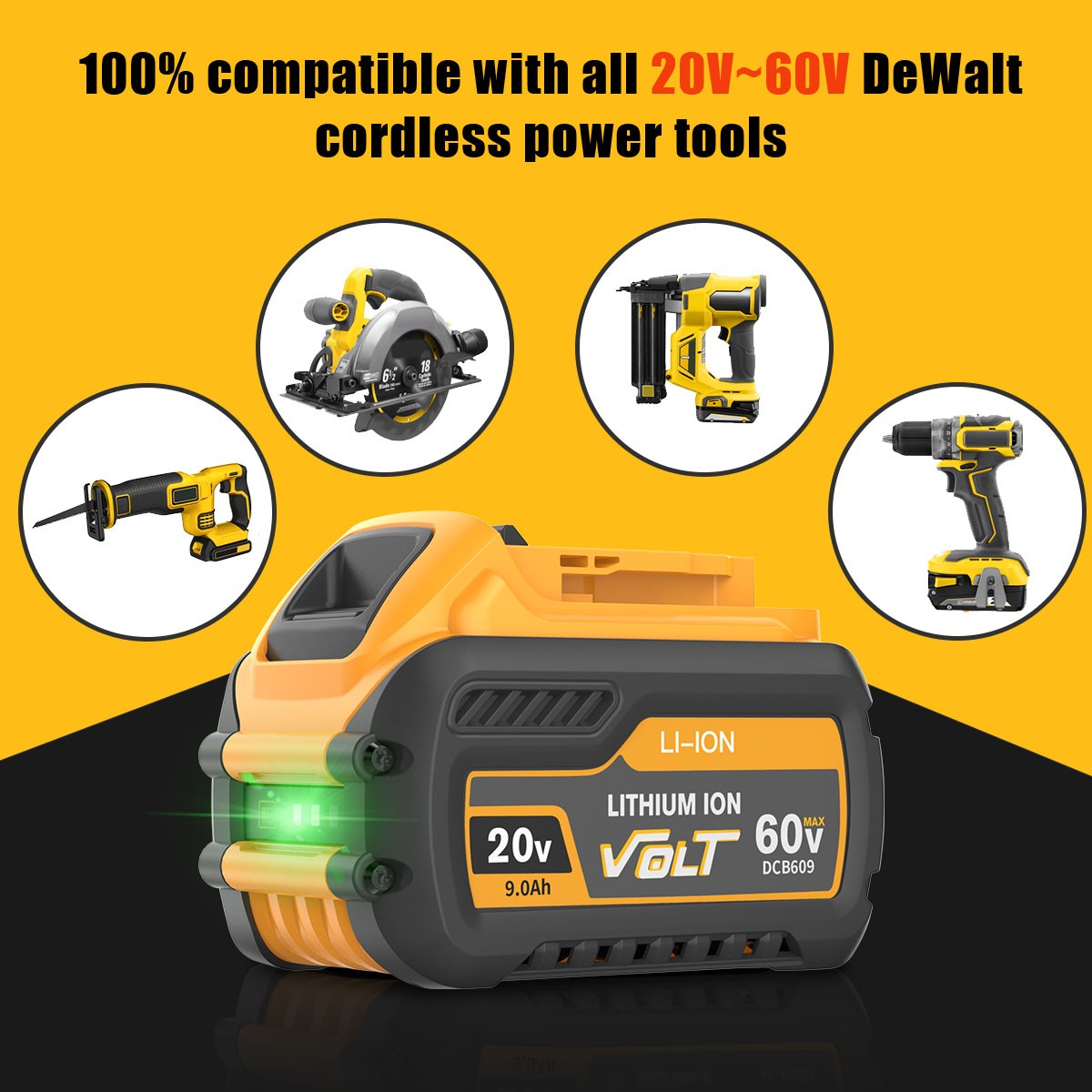 2Pack 12.0AH DCB609-2 For DEWALT DCB612 20V/60V MAX FLEXVOLT Lithium-Ion Battery