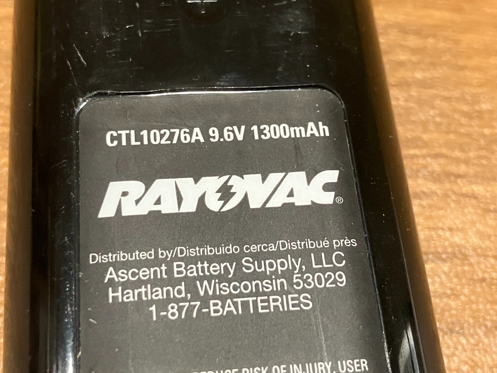 Rayovac/Ascent Battery Supply CTL10276A Battery 9.6V 1300mAh NICAD
