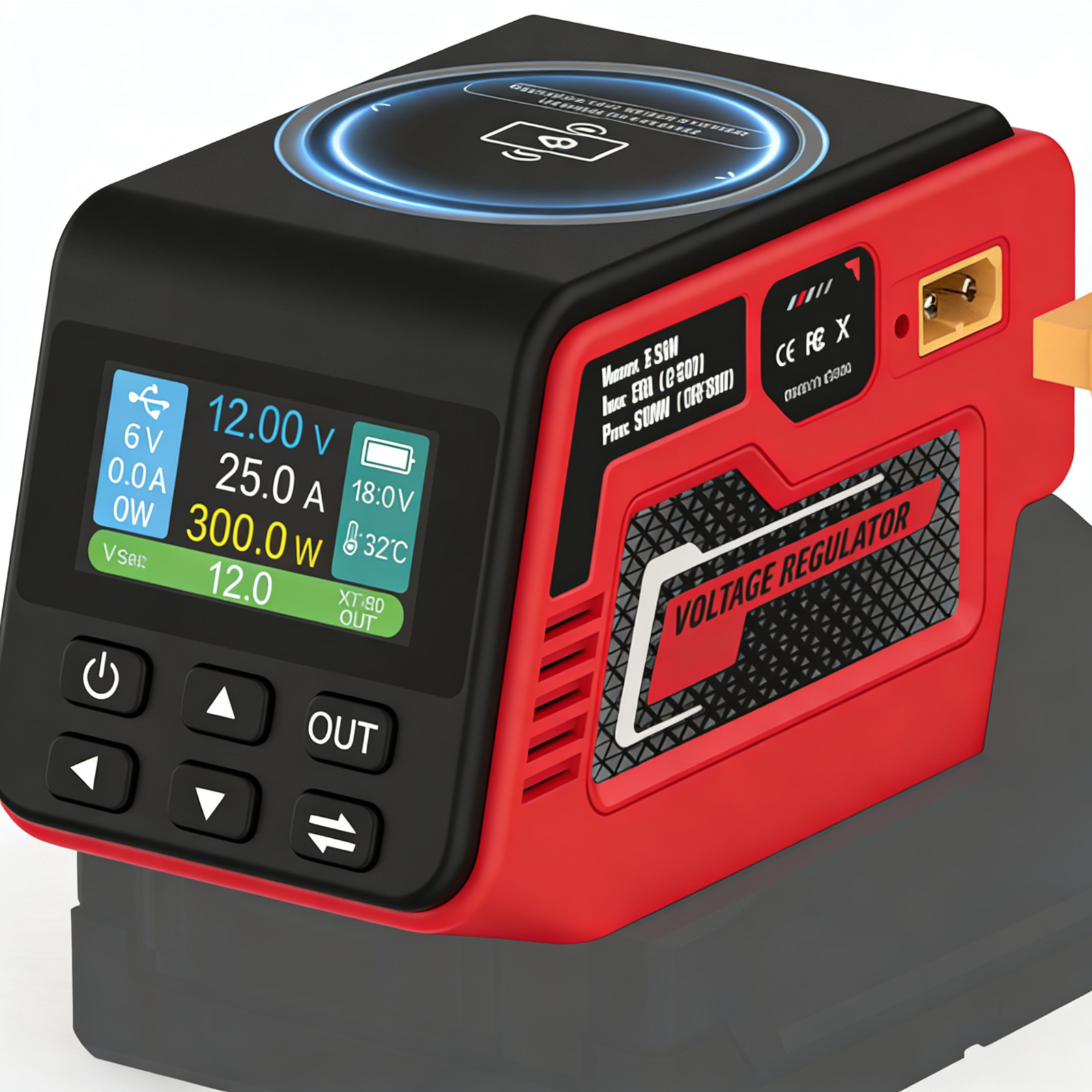 DC 2–30V Voltage Regulator Compatible with Milwaukee 18V Battery, 300W Output