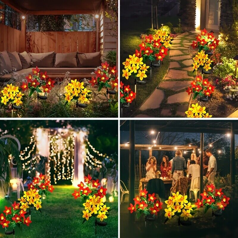 Solar LED Garden Lights Flower Stake Lamp Outdoor Yard Waterproof Patio Decor