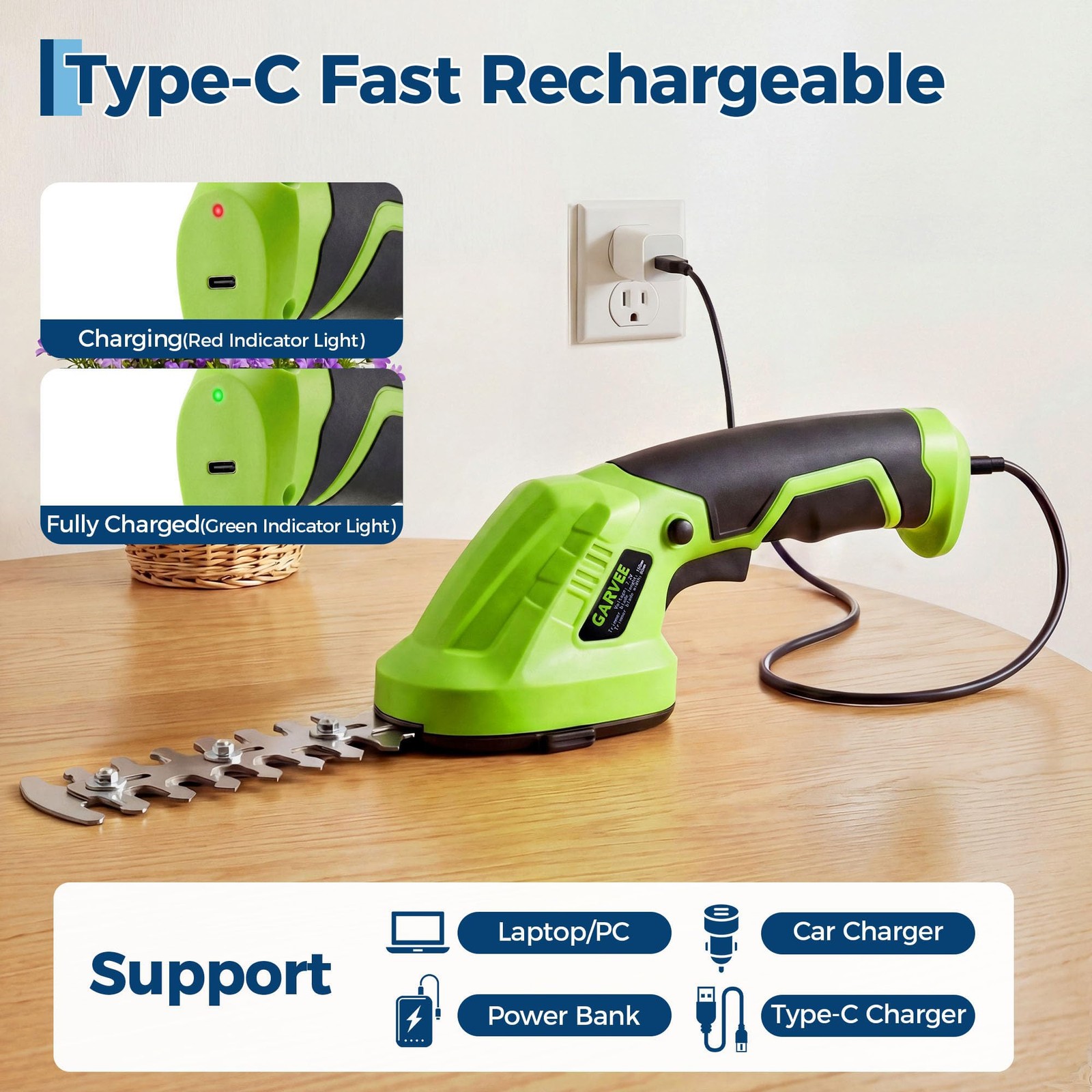 2 in 1 Handheld Cordless Hedge Electric Grass Shear Shrub Trimmer Rechargeable