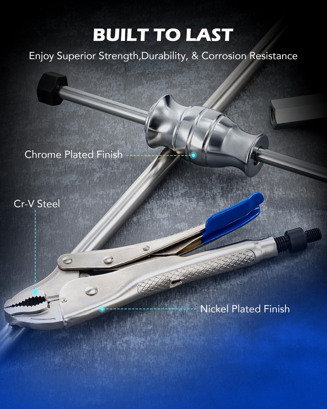 Orion Motor Tech Vise Grip Slide Hammer, 9.8 in Locking Pliers 2 lb Blue