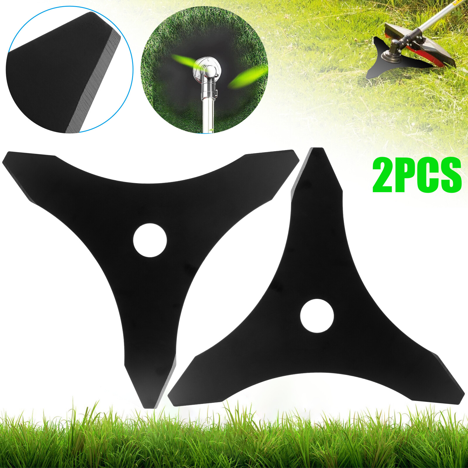 2Pcs 10″ x 3Teeth Steel Brush Cutter Trimmer High Hardness Lawn Weed Eater Blade