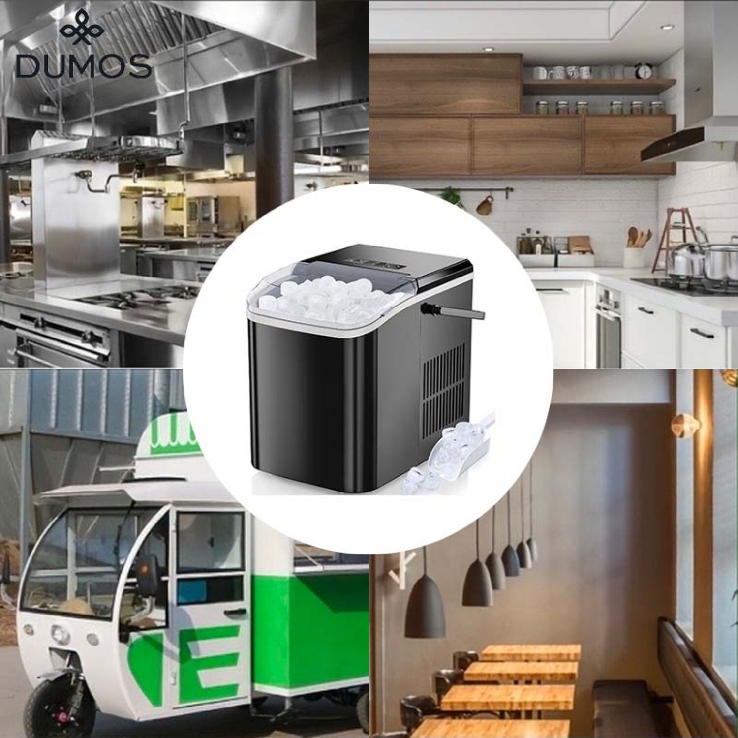Mini Portable Ice Maker with Handle,Self-Cleaning,26lbs/24hrs,9 Cubes in 6 Mins