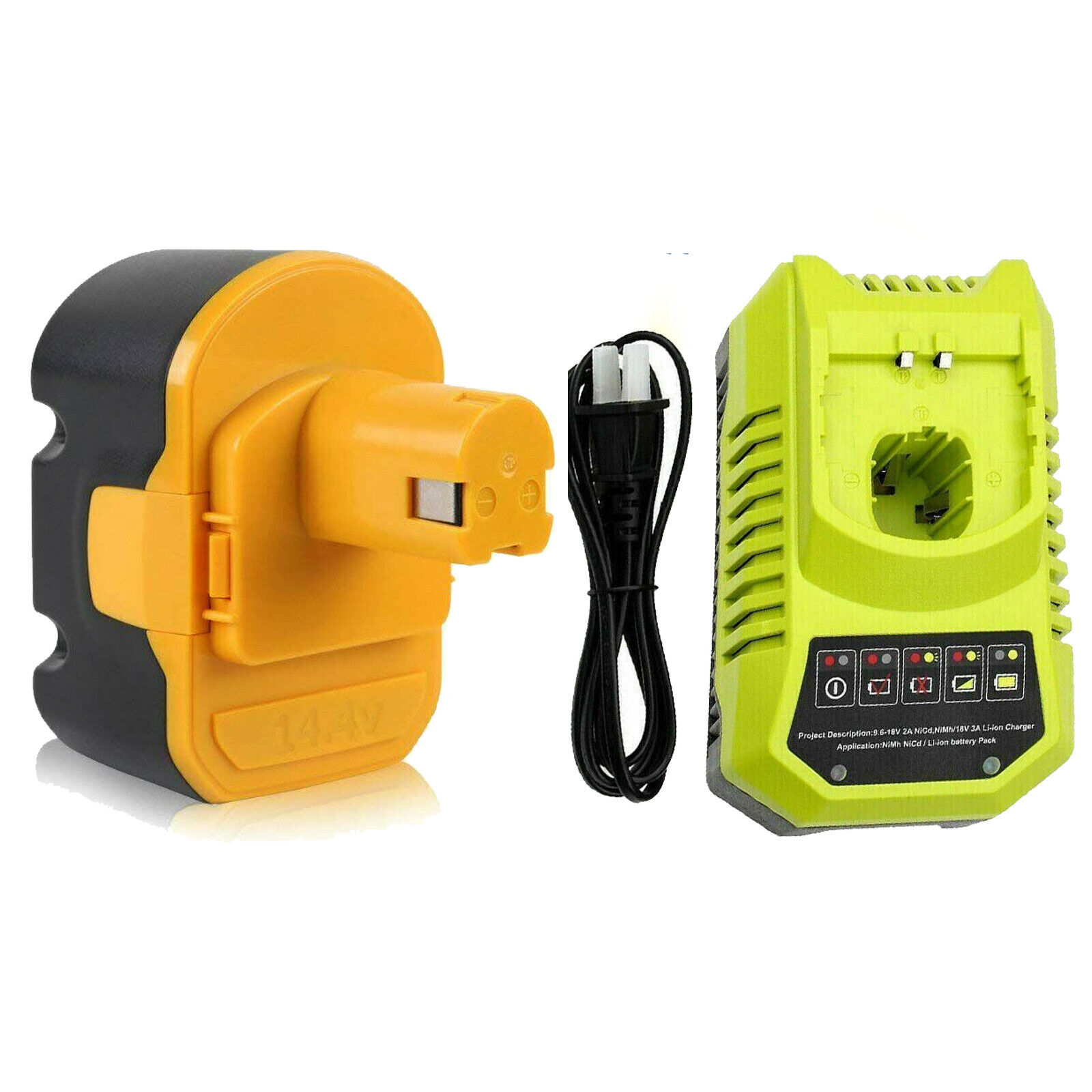 14.4V Ni-Mh Battery For Ryobi 4.8Ah 130224010 1400671 130224011 or P117 Charger