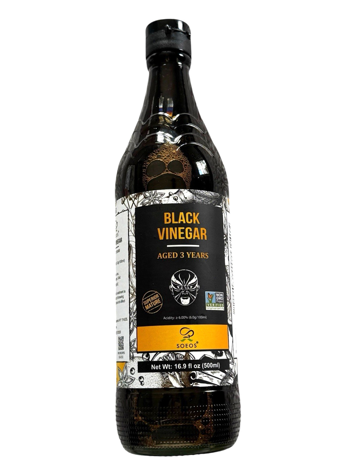 Black Vinegar – 500mL Bottle in Soeos Box – Aged 3 Years, Non-GMO – Ex: 7/28