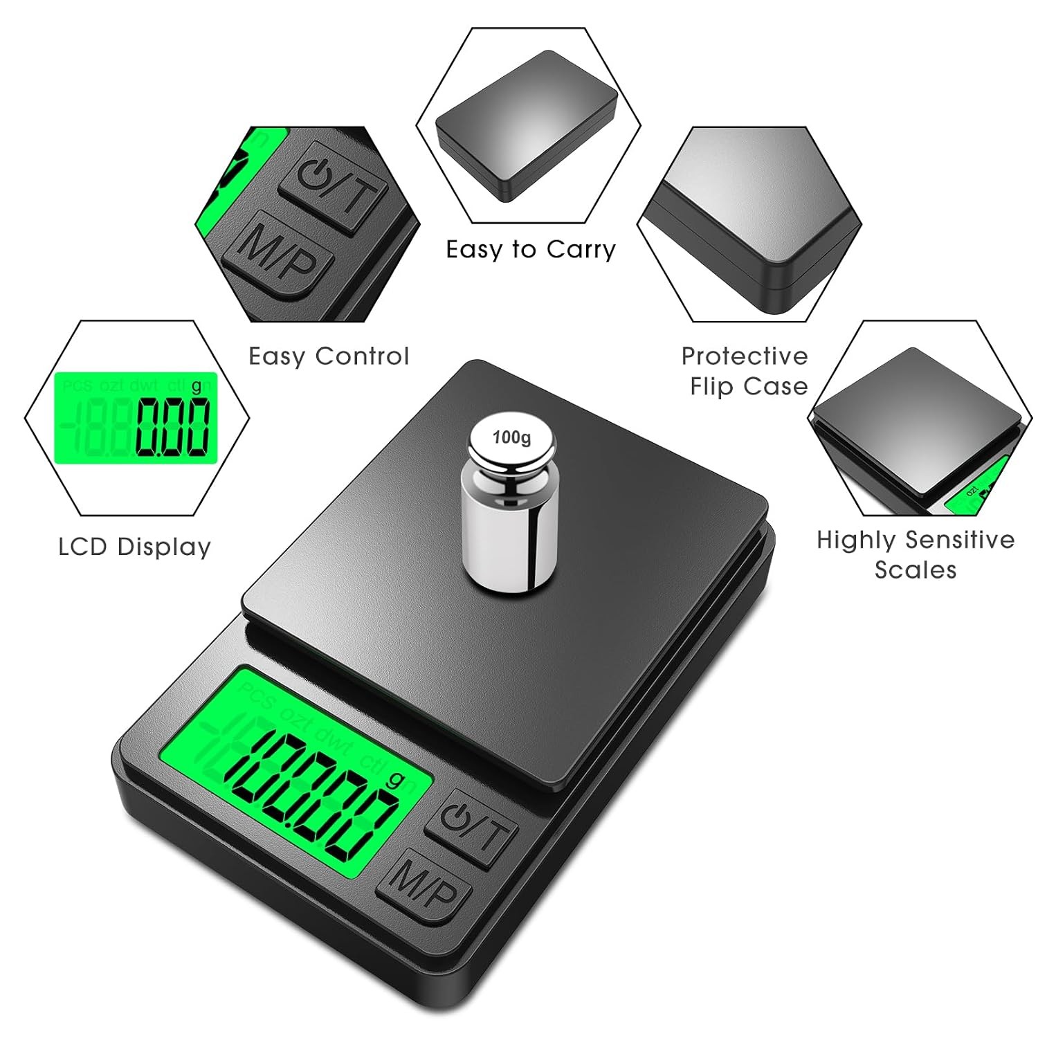 Pocket Scale 1000g 0.01g Precision Digital Gram Scale 7 Units Tare LCD Backlit