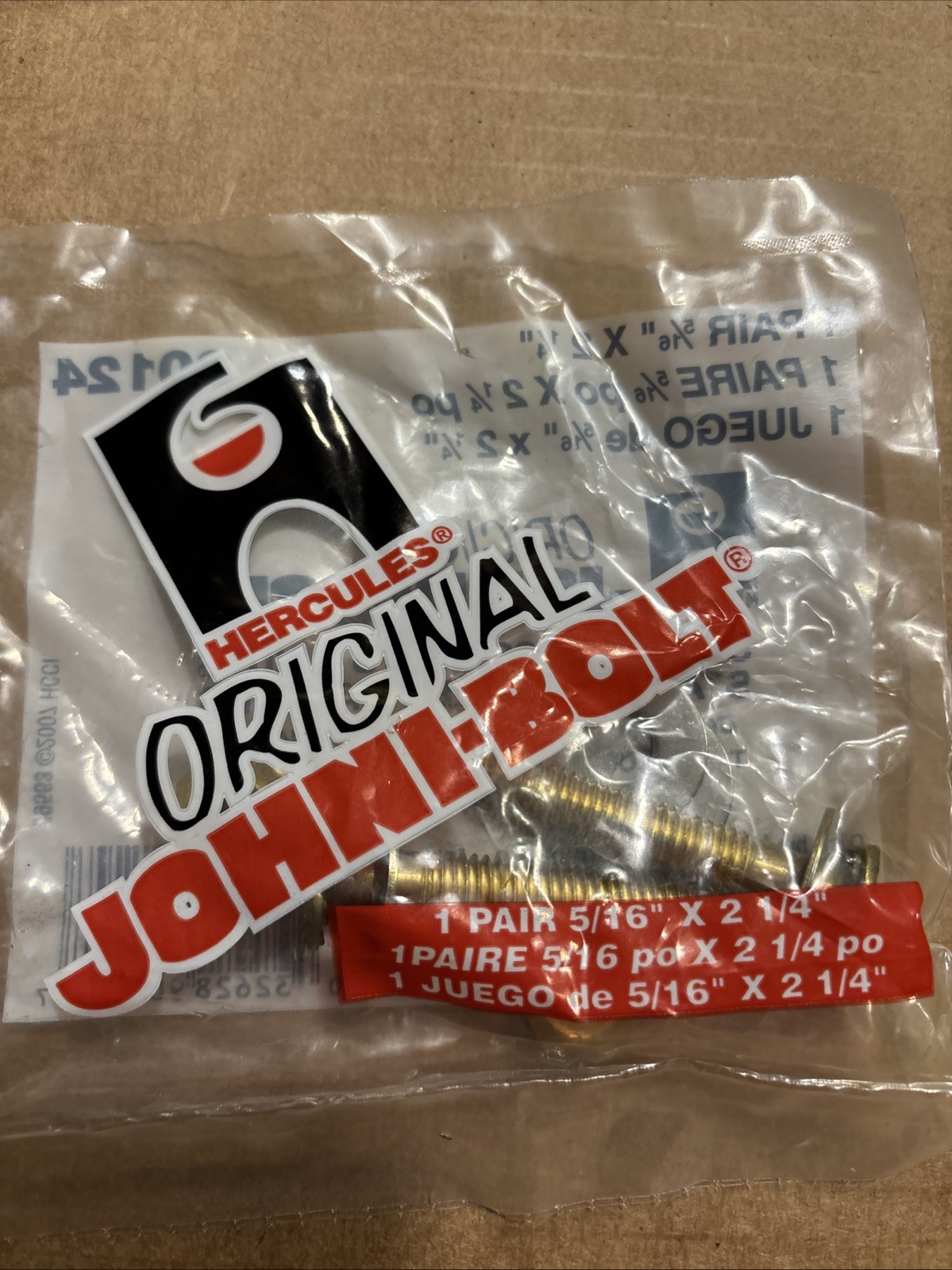 5 PACK NEW Hercules 90124 Johni-Bolts TOILET 2 1/4″ Package Of 2, Lot Of 5.