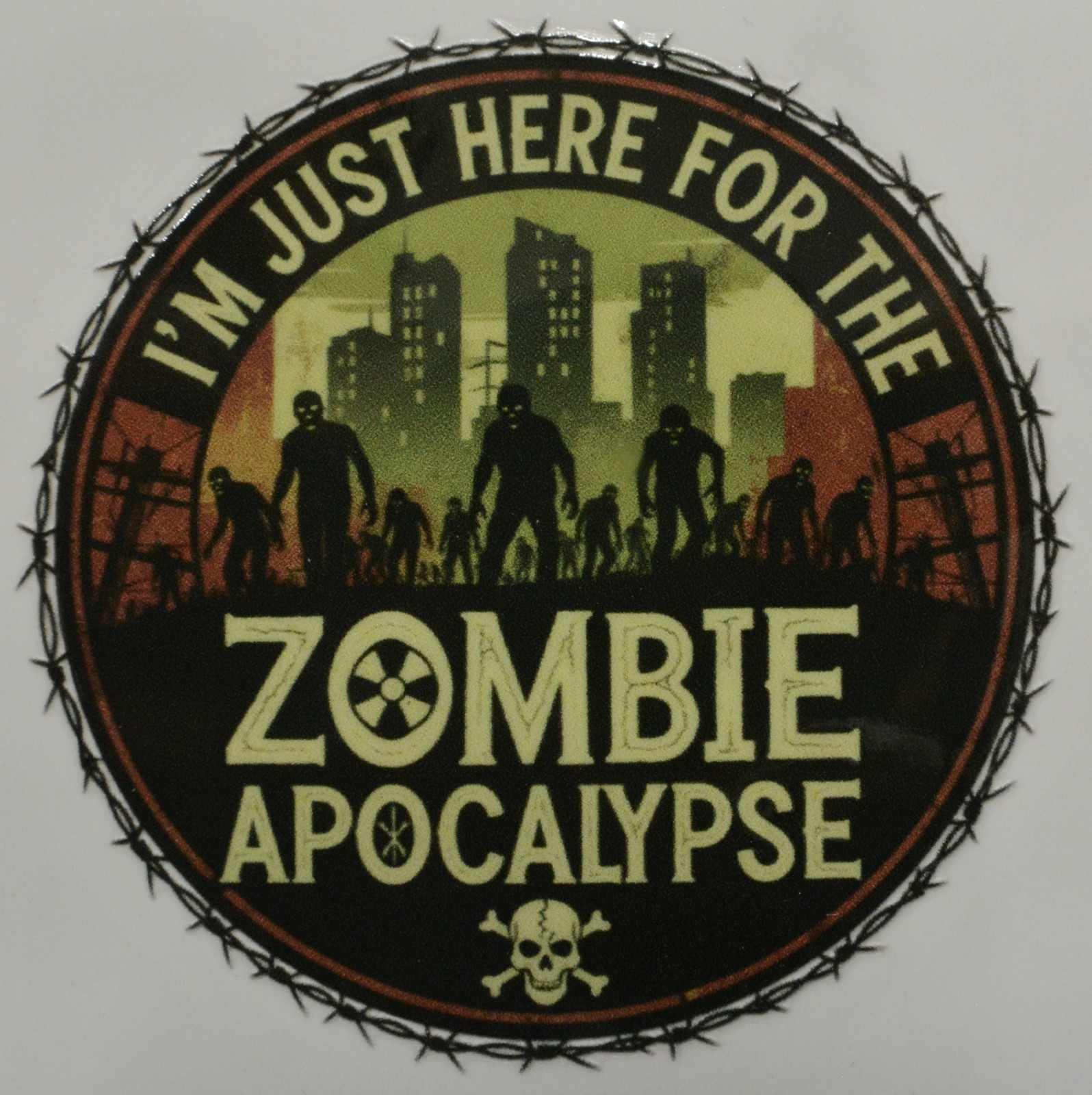 I’m just here for the Zombie Apocalypse Sticker 2.5in x 2.5in UV