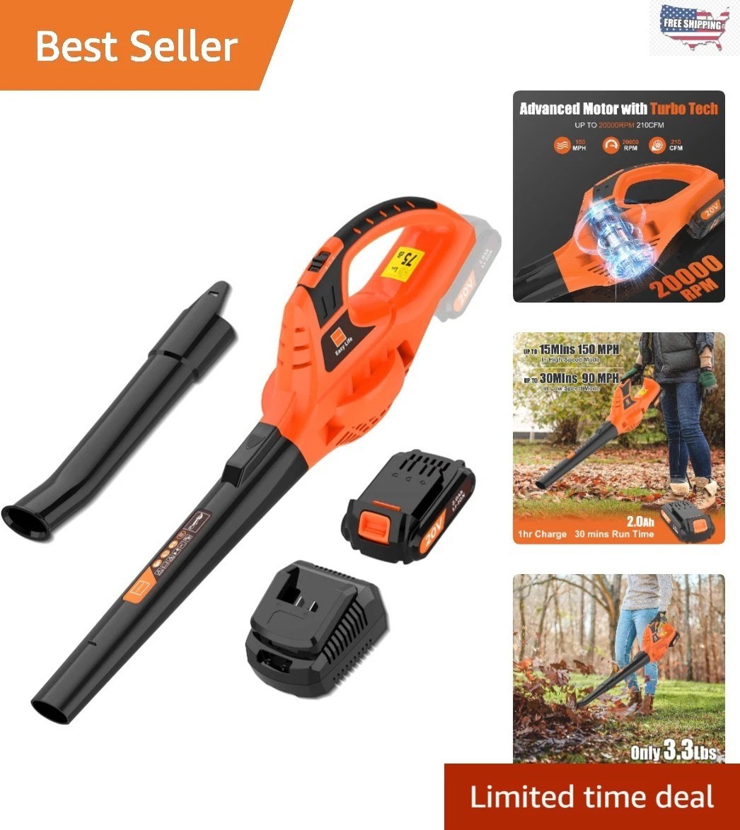 Lightweight 21V Leaf Blower with Adjustable Speed & Fast Rechargeable Battery