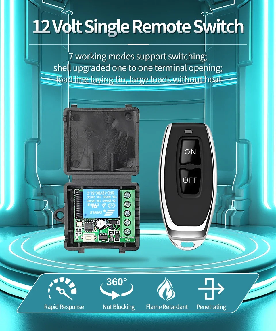 433MHz Wireless Remote Switch DC 12V 1CH RF Relay & 2CH Transmitter Door Lock