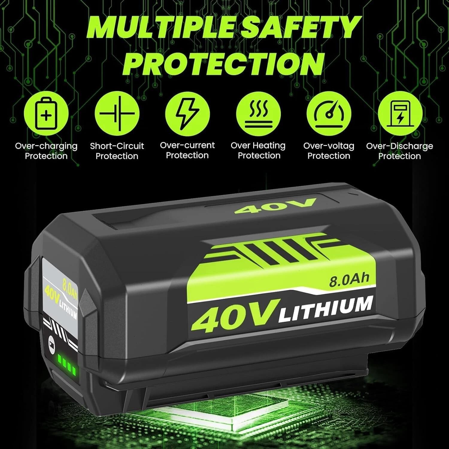 2PACK 40 Volt 8.0Ah Battery for Ryobi 40V Lithium-ion OP40602 Battery with LED