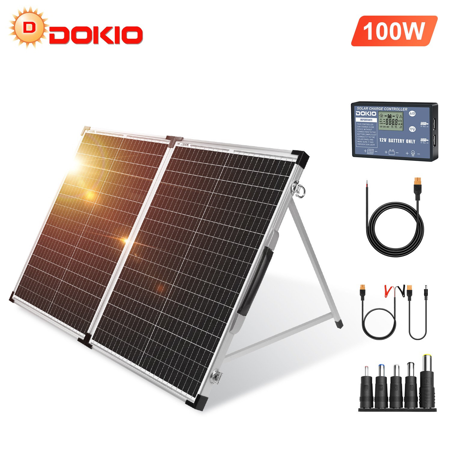 Dokio 100W 160W 200W 12V Suitcase Portable Solar Panel Kit For RV Boat Camping