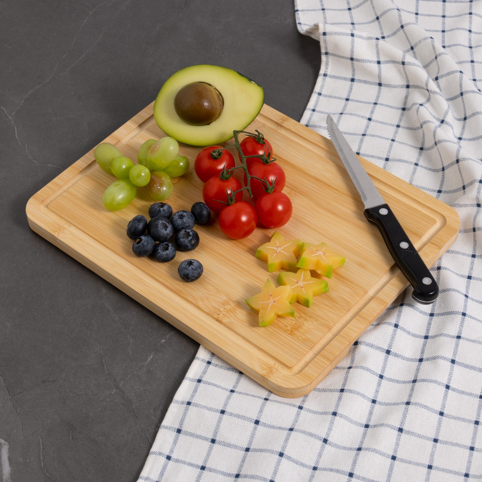 8.5″ x 11″ Non-Slip Bamboo Cutting Board, 100% Natural Bamboo Color