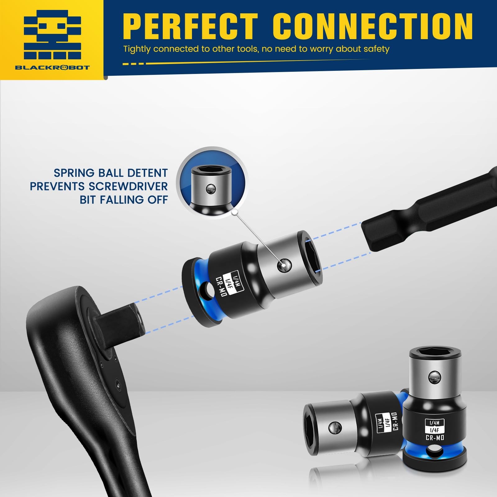 2PCS Impact Bit Holders 1/4 Inch Square Drive to 1/4 Inch Hex Socket Adapter for