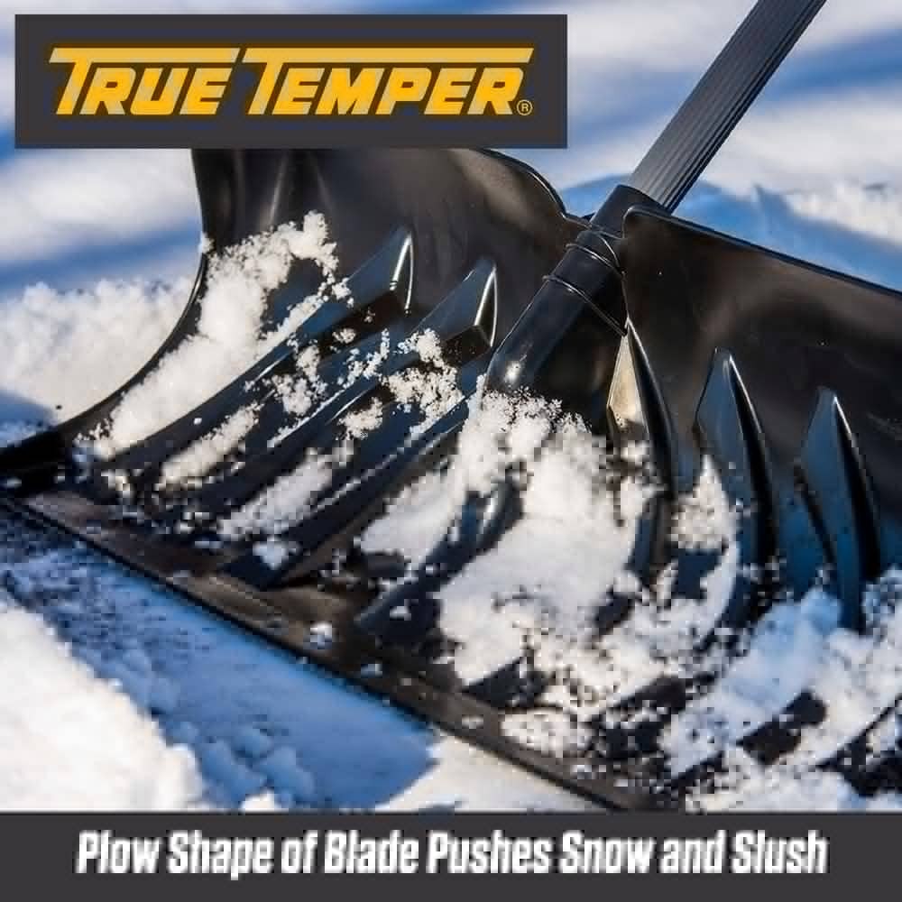 Snow Shovel 2 Pc True Temper 24in Blade Steel Handle Winter Slush Pusher Durable