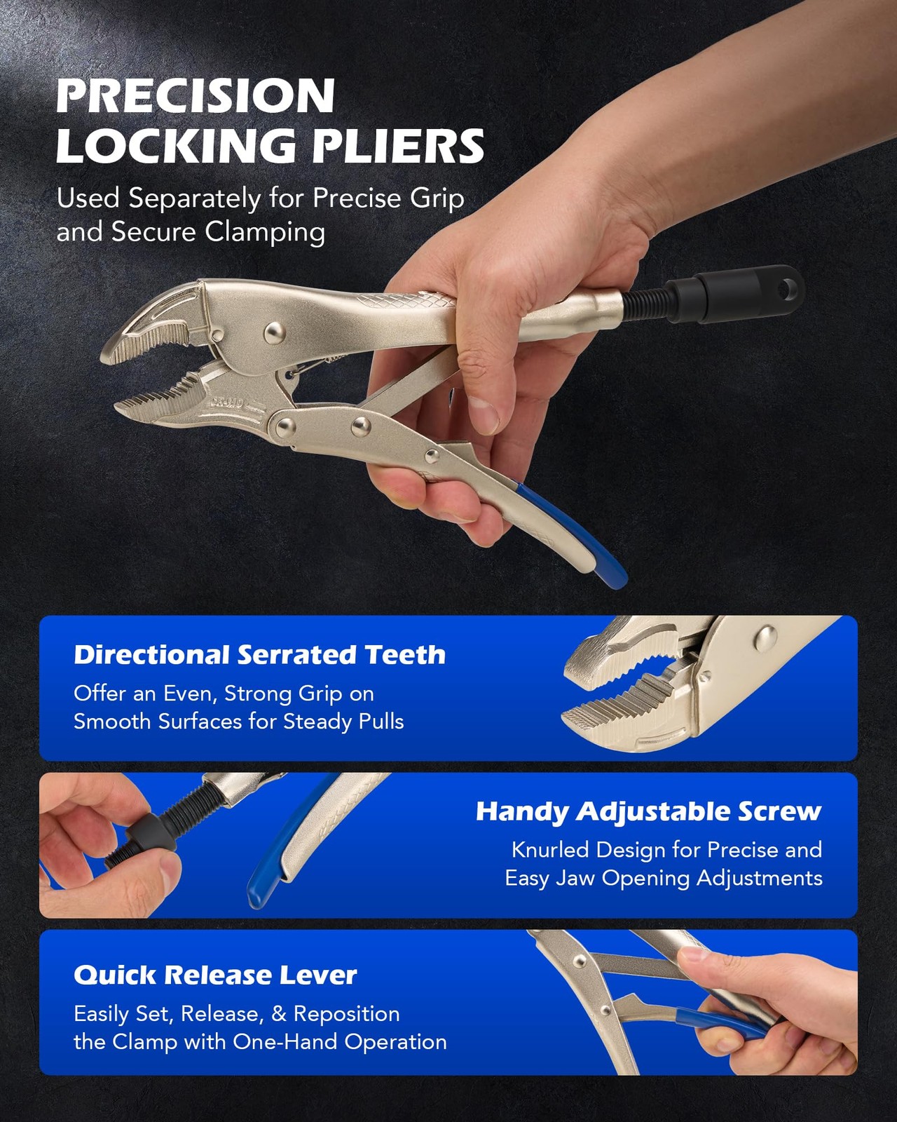 Orion Motor Tech Vise Grip Slide Hammer, 9.8 in Locking Pliers 2 lb Blue