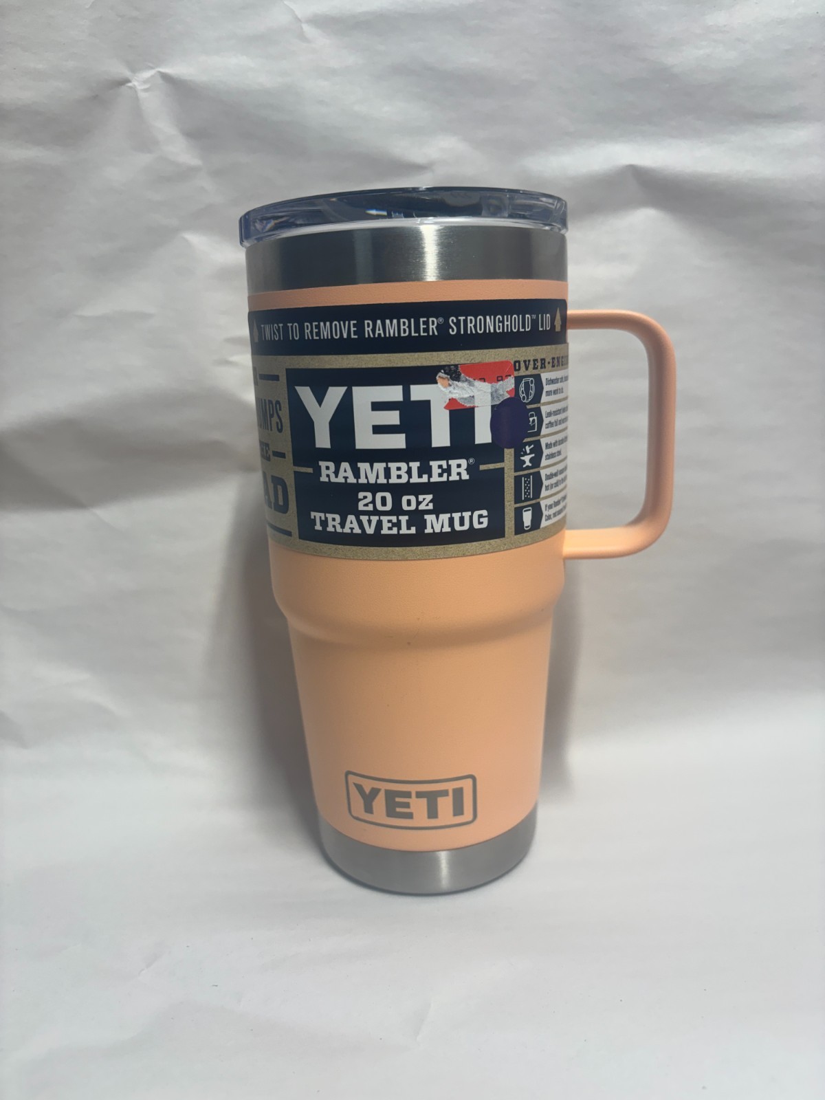 YETI Rambler 20oz Travel Mug Stainless Steel – Stronghold Lid -Low Country Peach